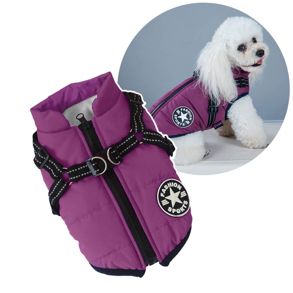 Oncpcare Dog Clothes, Towing Integrated Cotton Filler, Dog Vest, Cotton Coat, Cats, Small and Medium Dogs, Walking, Lightweight, Easy to Put On and Take Off, Autumn, Winter, Cold Protection, - 1