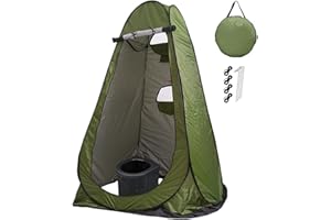 【LifeRed】一人用テント&簡易トイレセット アウトドア キャンプ 防災グッズ 簡易トイレ ポータブルトイレ 防災トイレ 仮設トイレ ワンタッチテント プライバシーテント (緑)