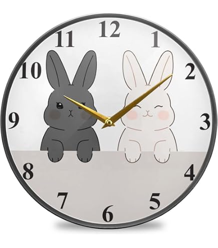 Amazon.co.jp: Chovvy 掛け時計 壁掛け時計 うさぎ 兎 ウサギ 花
