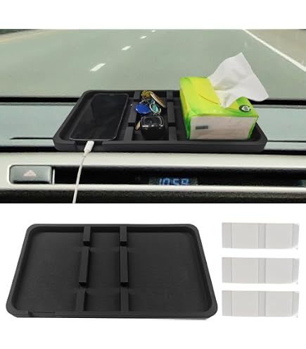 Sylvil Self-Adhesive Car Sunglasses Holder For Dashboard - ABS Storage Case (Black+Red) - View #2