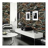 レンガオレンジ10 M木製Peel 3d壁紙リアルな古板レンガRolls Stone Textured Decor