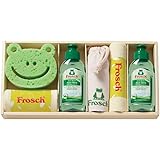 Frosch フロッシュ キッチン洗剤 ギフト セット グリーン フロッシュミニ(オーストリア)(100ml)・マイクロファイバークロス(中国)(25×25cm)×各2、巾着(中国)(17.5×26cm)・スポンジ(中国)×各1 FRS-G25