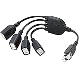 エレコム 電源ケーブル ACアダプタを4個つなげる 0.2m ブラック T-ADR4BK