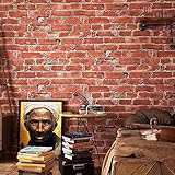 Blooming壁ヴィンテージ壁紙Faux Rust Tuscanレッド色むらレンガ壁、Looks Real Up 。Largeサイズ20.8 in * 32.8 Ft = 57平方フィート