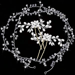 YAPUSEN ヘッドドレス ウェディング 髪飾り 花嫁 カチューシャ ヘアピン パール ラインストーン ブライダルティ…