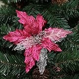 Kicode Christmas Tree Decorations Artificial Flowers Glitter Hollow Xmas Festival Wedding Home Decor