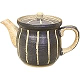 松本陶器 線彫(黒) 金網付ポット急須(茶こし付) 15116