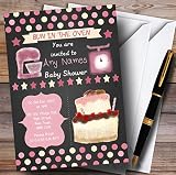 GirlsチョークPolkadot Baking Cooking Invitationsベビーシャワー招待状 100 Invitations