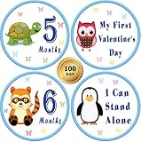 4 Baby Monthly Stickers with Milestone & Holiday - Best Birthday Shower Gift for Boys & Girls - Watc