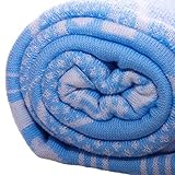 SonnenStrick 100% Organic Cotton Knitted Baby Blanket (Bear) Made in Germany (Blue) [並行輸入品]