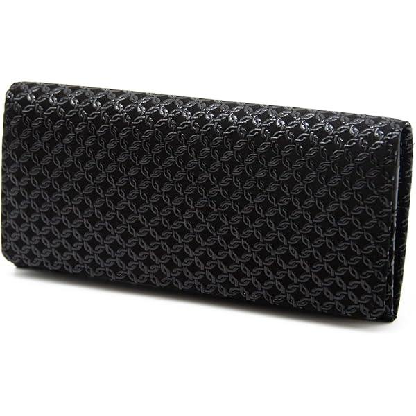 Amazon | [印傳屋] 印伝 長財布 束入L 薄い 鹿革 黒地×黒漆 輪繋ぎ小柄 
