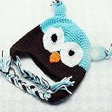 SODIAL(R) 可愛い手作りのフクロウニット帽子キャップライトブルーとコーヒー色