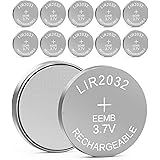 EEMB LIR2032 充電式バッテリー 3.7V リチウムイオンコインボタン電池 45mAh 車のリモートキーフォブウォッチ用（10セット）