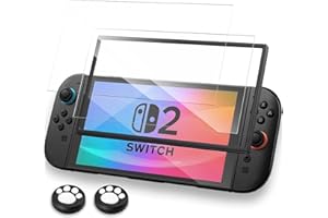 Switch2 対応 ガラスフイルム【ガイド枠付き 2枚セット】硬度9H Switch2 フイルム ガイド枠付き フィルム 強化ガラス 液晶 Switch2対応 保護フィルム ケース カバー 全面保護 超耐久 高光沢 超薄型 撥油性 指紋防止 衝撃吸
