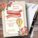 花柄ピンクゴールドホット空気バルーンInvitationsベビーシャワー招待状 150 Invitations