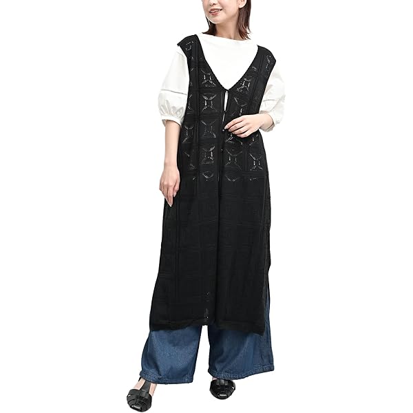 Amazon | [JANJAM] 大きいサイズ レディース レース風ロングジレ