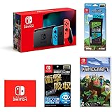 Nintendo Switch 本体 (ニンテンドースイッチ) Joy-Con(L) ネオンブルー/(R) ネオンレッド+【任天堂ライセンス商品】Nintendo Switch専用液晶保護フィルム 多機能+Minecraft (マインクラフト) - 