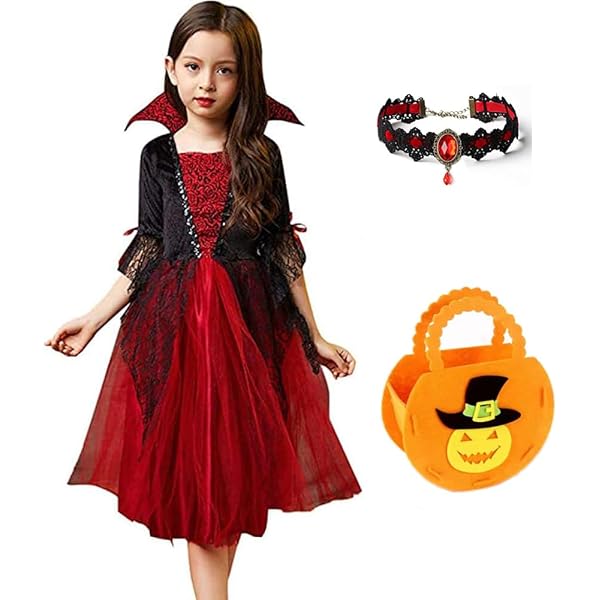 Amazon.co.jp: [ATOWORLD] ハロウィン 吸血鬼 コスプレ 女の子 子供