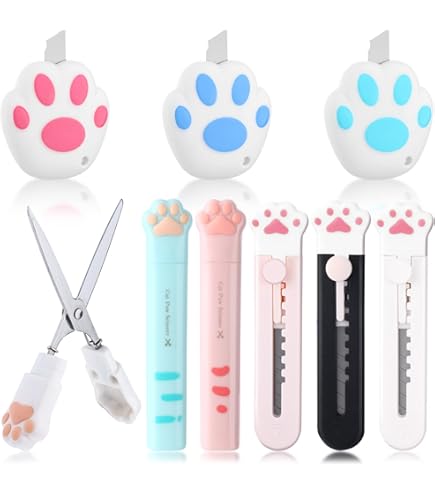 3 Pcs Cute Cat Paw Mini Scissors - Stainless Steel Folding Craft Scissors With Safety Cover, 3.5 Inch