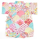 (ファンファン) FUN fun 甚平 ロンパース カバーオール ベビー 子供 和花 中ピンク 80