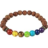 Leboha 7 Chakra Essential Oil Beaded Diffuser Bracelet, 8mm Beads