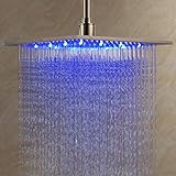 beelee Contemporary 12インチステンレススチールLED降雨シャワーヘッドLEDライトの色変更