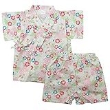 《盛夏 甚平》(ジンベイ) 日本製ベビー女児 リップル生地アサガオ総柄甚平スーツ 95cm/オフシロ NO.OG-75555