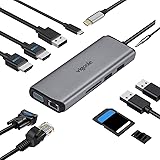 vigoole USB C ハブ 11-in-1 トリプルディスプレイUSB Type C ハブHDMI ドッキングステーション 変換アダプタ2（デュアル）HDMI 4K HDMI, 1080P VGAポート, PD 100W 急速充電ポート, 1Gbps イーサネット,3つの USB ポート,MicroSD & TFカード スロット搭載MacBook USB C デバイス等対応