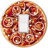 Rikki Knight RND-LSPROCK-48 Vegetable Pizza Round Single Rocker Light Switch Plate [並行輸入品]