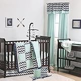 Navy Blue Chevron and Mint Arrow 5 Piece Crib Bedding Set by The Peanut Shell by The Peanut Shell