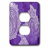 3drose LSP _ 219420 _ 6 Perfectly Paisley Design onパープルandホワイトTonal背景2プラグコンセントカバー