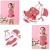子供水着 白に赤のギンガムチェックがキュートなワンピース キッズ水着帽子付き 水着 (110 胸囲47cm 胴囲46cm)