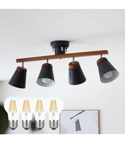 Amazon | オーム電機 4灯シーリングライト ブラック 電球別売 LT