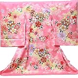 【お宮参り着物】【ピンク地系 毬に花の柄】女の子 正絹 友禅【風呂敷プレゼント/ギフト対応】