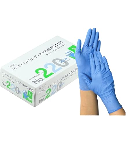 Amazon.co.jp: ニトリルディスポ手袋 青 No.210 パウダーフリー(100枚 