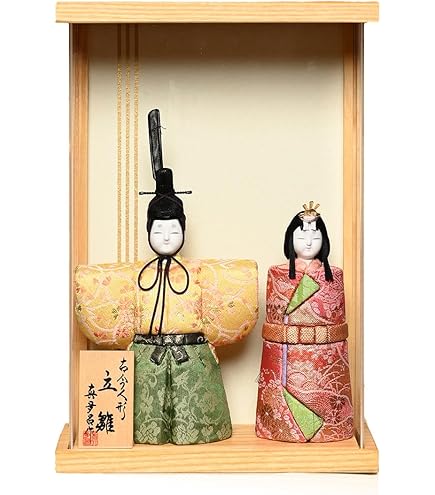 Amazon | 【江戸木目込】木目込／ケース入お雛様木目込立雛：木村一