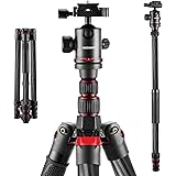 NEEWER Upgraded 80.7" Carbon Fiber Camera Tripod Monopod with Telescopic 2 Section Center Axes, 360° Panorama Ballhead, 1/4" 