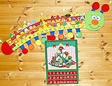 クリスマス　布絵本　New!!布のアドベント カレンダー　　あいうえお　壁掛けクリスマスツリーオーナメント24個付き&壁掛けいもむしくんの指人形あいうえお　メリークリスマスセット