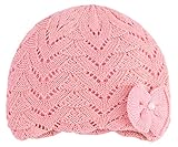C-Princess ベビー 帽子 毛糸帽 ニット帽 ニットキャップ ハット 女の子 ガールズ 新生児 赤ちゃん キッズ 子供 リボン飾り 可愛い 秋冬 防寒 ピンク
