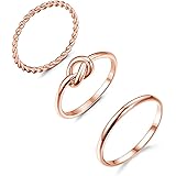 ORAZIO 4 Pcs Silver Wave Rings for Women Twist Knot Band Stackable Rings Stainless Steel Simple Thumb Cute Love Rose Gold Rin