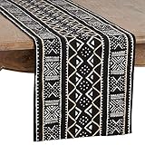 SARO LIFESTYLE マリアンコレクション 泥クロス テーブルランナー 16インチ x 108インチ ブラック