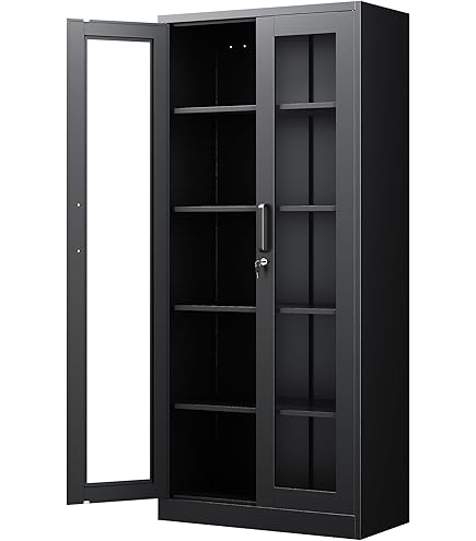 Amazon.co.jp: AFAIF 金属製収納キャビネット ガラスキャビネット