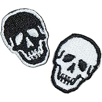 Amazon.co.jp: 小さいワッペン 刺繍 アイロンワッペン【スカルヘッド