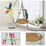 AWHAO 鳥　おもちゃ　手作りロープ　スイング　ペット用品 鳥用　インコ　おもちゃ 直径18cm 高さ28cm