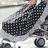 紫外線対策に！　ＵＶカットのベビーカーケット　【日本製】　抱っこ紐や授乳ケープとしても使える！ (ドットブラック)