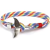 Unisex Nylon Paracord Rope Whale Tail Bracelet for Men and Women 8 Inches