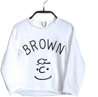 Amazon 韓国子供服 チャーリーブラウン プリント 長袖 カットソー ロンt ホワイト L 110cm Tシャツ カットソー 通販