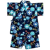 《盛夏 甚平》(ジンベイ) 日本製ベビー男児 リップル生地レインボーとんぼと大丸甚平スーツ 80cm/NV NO.OG-75568