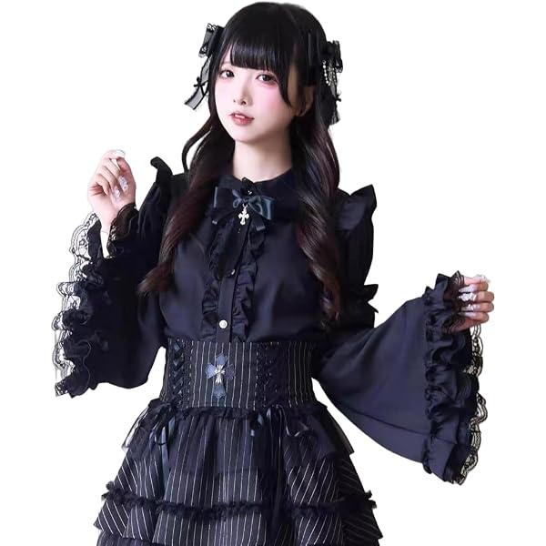 地雷系リボン付ブラウス✭オシャレトップス☆春秋冬✭ガーリーコーデに 