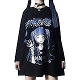 Amazon Cimoon 地雷系 Tシャツ 長袖 アニメ ストリート系 Tシャツ レディース ゆったり ガールズ プリント T Shirt 韓国ファッション 病みかわいい かっこいい 原宿系 量産型 服 カジュアル トップス ヒップホップ 着痩せ 大きいサイズ 春 秋 Tシャツ カットソー 通販